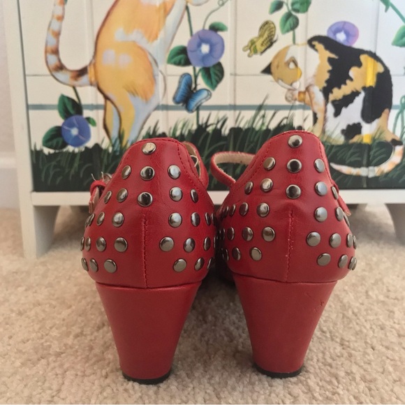 Chelsea Crew red studded t-strap heel - Picture 6 of 12